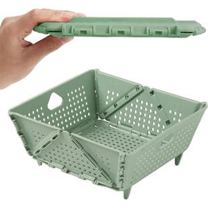 Catzon 2 Pcs Collapsible Colander Plastic for Pasta Fruit Vegetables-Green