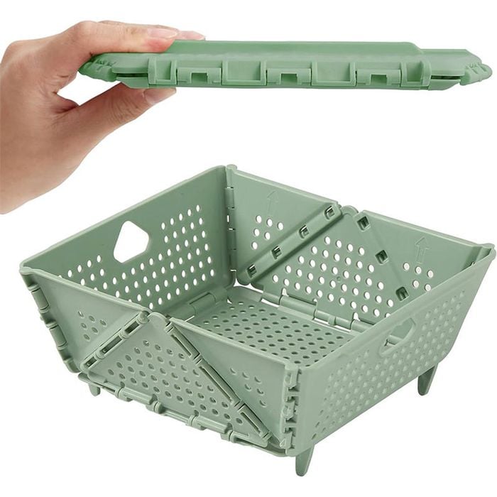 Catzon 2 Pcs Collapsible Colander Plastic for Pasta Fruit Vegetables-Green