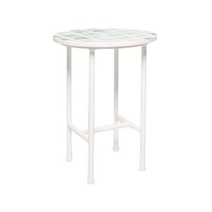 Rayell Marble Side Table Printed Faded Cross Blue Marble/White Legs 40x50cm