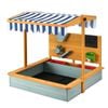 Keezi 110cm Wooden Sandpit with Canopy, Funnel & Cover