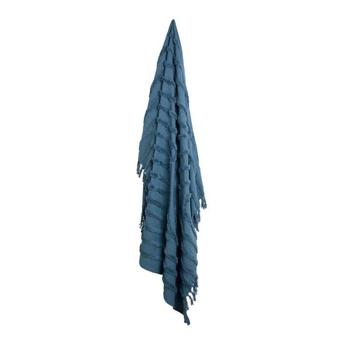 J Elliot Home Zen Luxury Fringe Throw 130 x 160cm Steel Blue