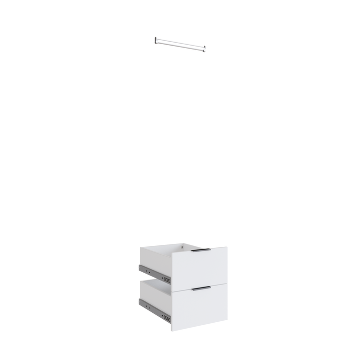 Lugna 2 Drawer, 1 Hangrail Kit White – Fits 450X580MM Cabinet Shell