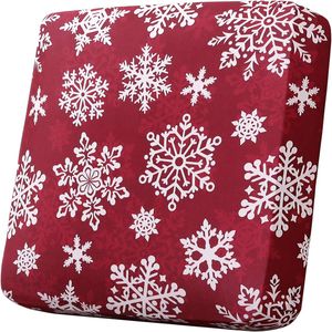 Smarcute 1 Seater Christmas Velvet Cushion Seat Cover for Sectional Armchair Red Snowflakes