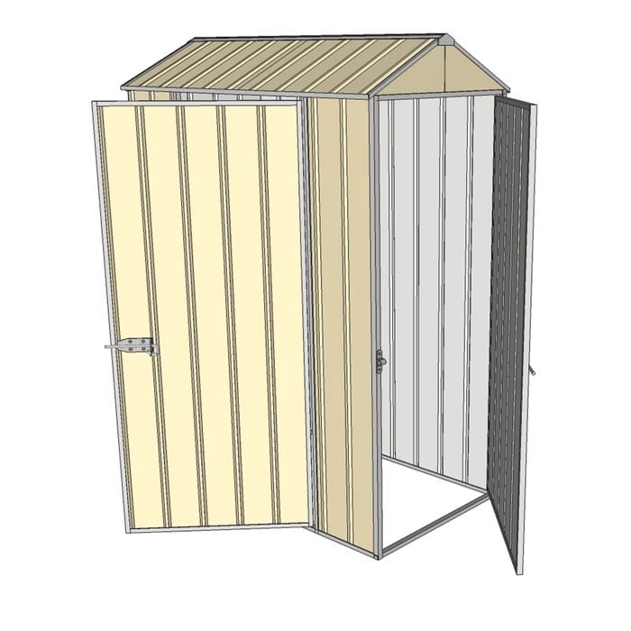 Build-a-Shed 0.8 x 1.5 x 2.1m Gable Single Hinged Door Shed with Single Hinged Side Door - Cream
