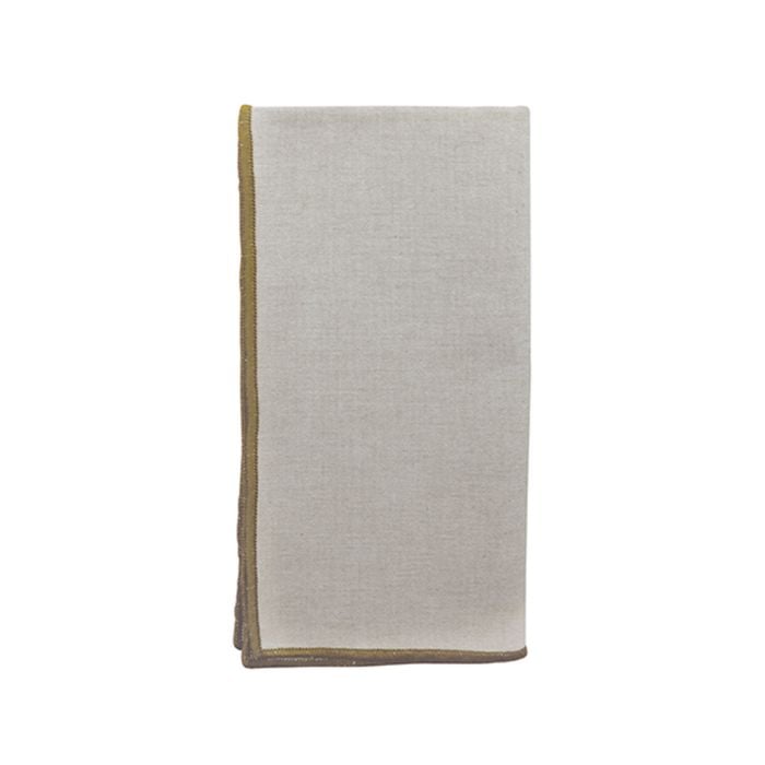 Jetty Embroidered Mustard/Oatmeal Napkin Set 4