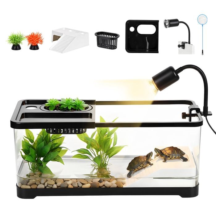 Advwin Turtle Tank Kit Basking Lamp Non-Slip Stairs