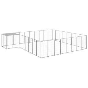 vidaXL Dog Kennel Silver 20.57 m² Steel Outdoor Puppy Enclosure Dog Cage House