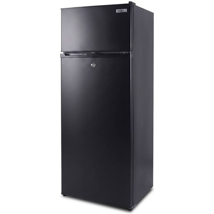 GECKO 228L Portable Upright Fridge / Freezer 12V/24V for Caravan, Off Grid, Motorhome, Black