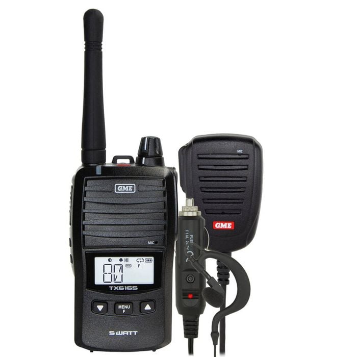 GME UHF CB 5/1 Watt IP67 Waterproof Handheld Radio w/ Accessories Black