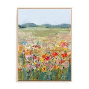 Artey | Wildflower Meadow - Framed Canvas - Natural Frame - 120 x 160cm