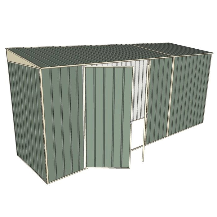 Build-A-Shed 1.2 x 4.5 x 2.0m Skillion Double Hinged Side Doors Shed - Green