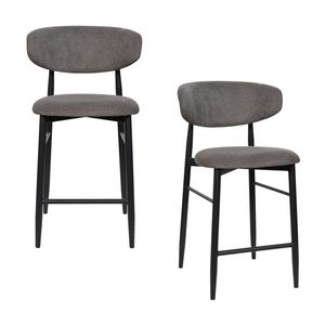 Louie 2pc Dining Bar Stool Chair Black Dark Grey