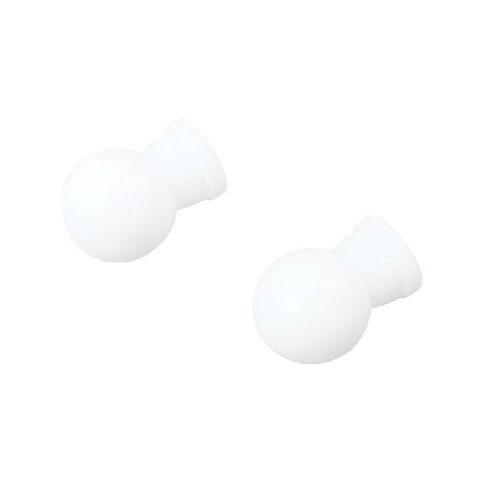 Windoware 25mm White Curtain Rod Ball Finial - 2 Pack