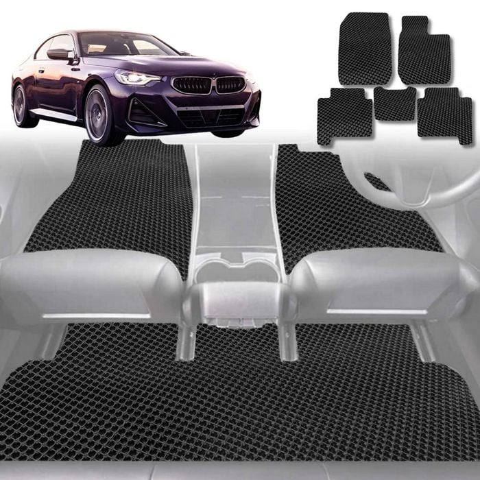 6D Diamond Car Floor Mats for BMW 2 Series Coupe (G42)2022-Current-Full Set-Black-Outback GT