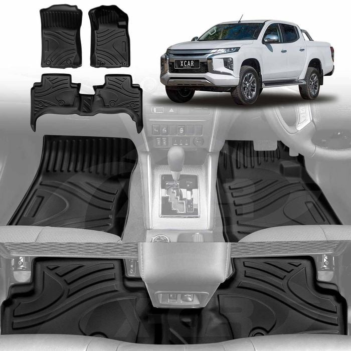 3D Customized All Weather Car Mat Floor Liner Full Set for Mitsubishi Triton MQ MR Double Cab 2015-2024
