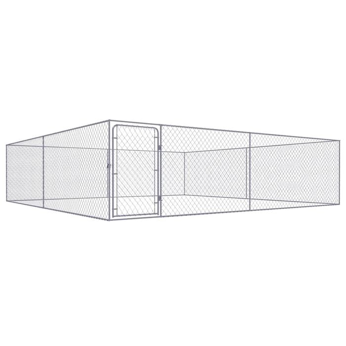 vidaXL Outdoor Dog Kennel Galvanised Steel 4x4x1m Backyard Pet Playpen Cage