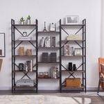 YES4HOMES Industrial Vintage Shelf Bookshelf, Wood and Metal Bookcase Furniture for Home & Office