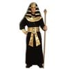 Egyptian Pharaoh Halloween Costume for Adults – Black Robe with Gold Collar, Belt and Headpiece, Black Colour, Standard