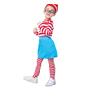 Kids Red & White Stripe Costume Full Set Party Hat Shirt Top Pants Girls Book Week Halloween Large