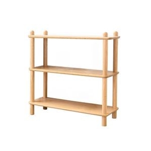 MIUZ 2 Tier Bookshelf Display Shelf Solid Oak Wood Book Case Storage Rack Stand