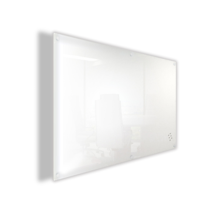 Lumiere Magnetic Glassboard  1500x1200mm with Acrylic Pen Tray Included - White/Clear