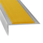 Duratac 1800mm Clear Aluminium Stair Nosing With Yellow Vinyl Insert And Countersunk Holes