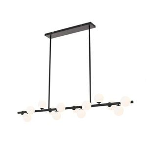 Telbix Moran Modern 14 Lights Pendant Hanging Lamp Light Metal Glass Black Opal Matt Matte