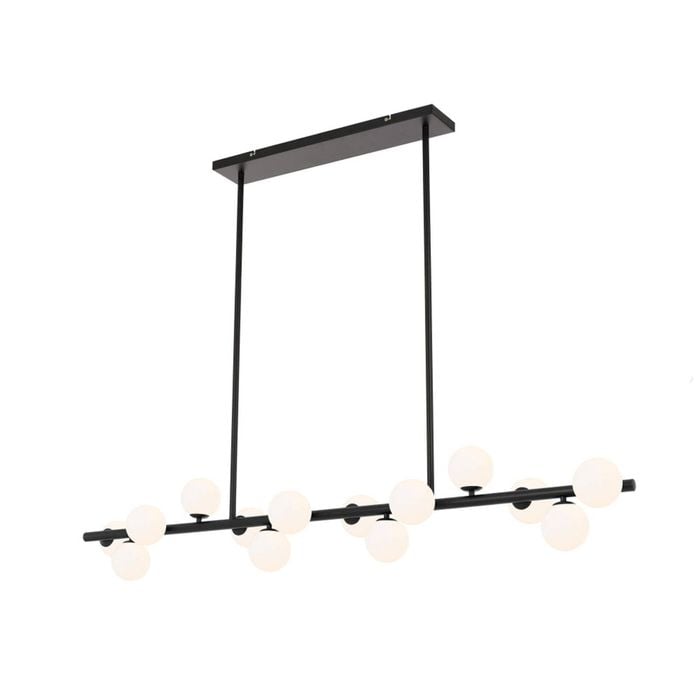 Telbix Moran Modern 14 Lights Pendant Hanging Lamp Light Metal Glass Black Opal Matt Matte