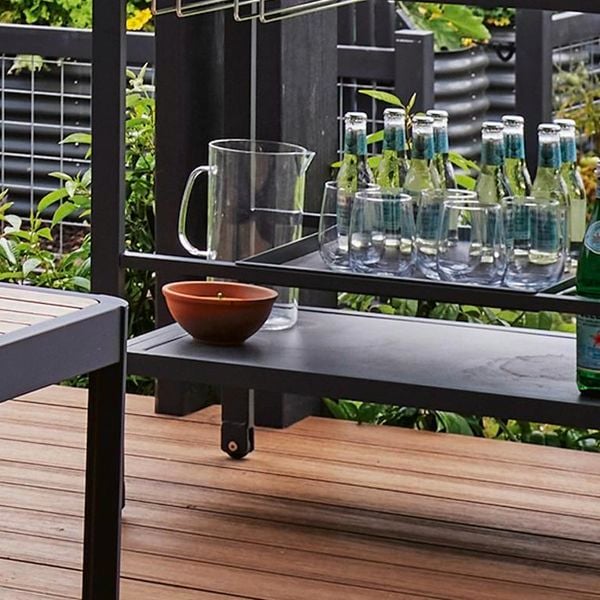 outdoor setting sitting on the decking 