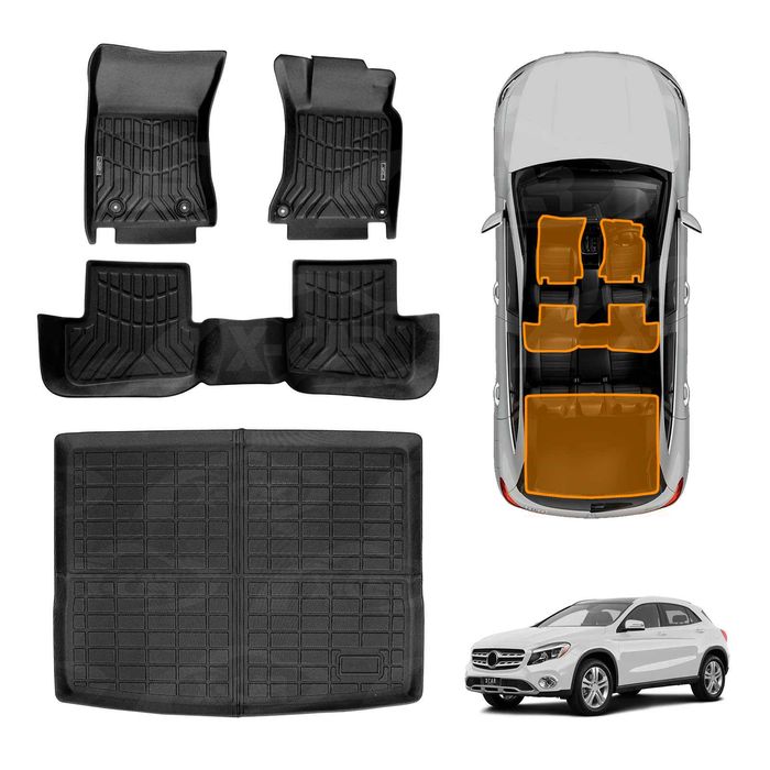 Floor Mats Boot Liner Set For Mercedes Benz Gla Class 2014-2019 All Weather Cargo Car Trunk Luggage Tray