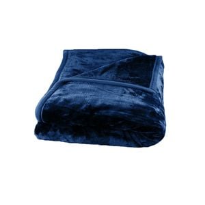 Bloomington 675gsm 2 Ply Solid Faux Mink Blanket Queen 200x240 cm Navy