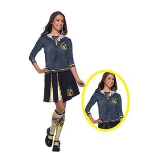 Harry Potter Hufflepuff Halloween Costume Top for Adults with Printed Cardigan, ADULT