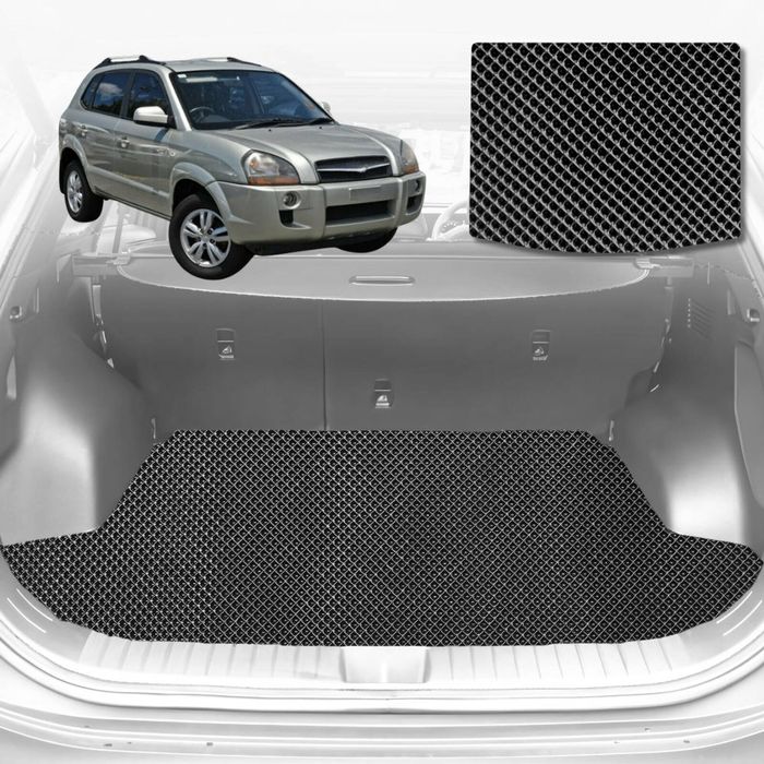 6D Diamond Car Boot Mat for Hyundai Tucson JM2004-2009-Cargo Mat-Black-Outback GT