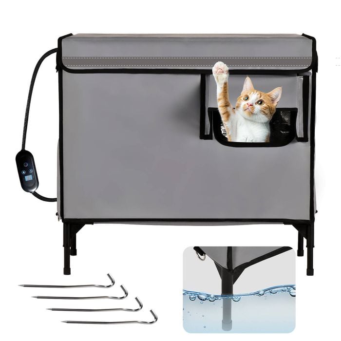 Advwin Cat House for Outside with Pet Heating Pad