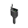 BDI 5-Port Car Charger: Smart Display & Dual Retractable Cables