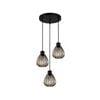 CLA Lighting TULIP2 Interior Black Smoke Wine Glass Ribbed Pendant Light- 3 lits Round