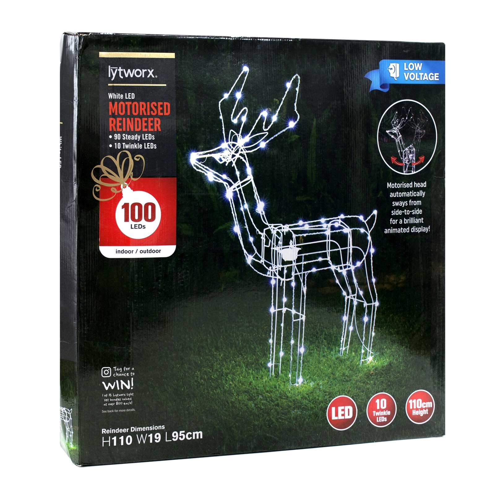 Lytworx 115cm 1000 White LED Motorised Reindeer Statue product image