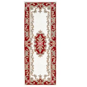 Traditional Handmade Wool Rug-Avolon-Ivory/Red-67X210cm