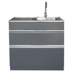 Dissco Twin Drawer Elite Grey 900 R/H Tub