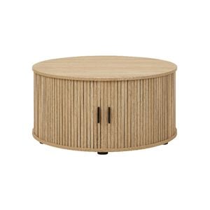 Cosmoliving Round Coffee Table with Sliding Door 80CM