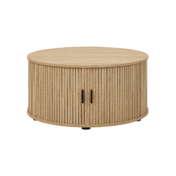 Cosmoliving Round Coffee Table with Sliding Door 80CM