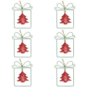 6x LVD Metal/Beads Xmas Tag Christmas Holiday Decoration 10x8.5cm Green/Red