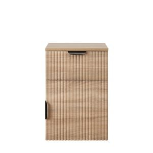 European Cabinetry Fluted Pull Black Porto Bedside Table Natural Oak