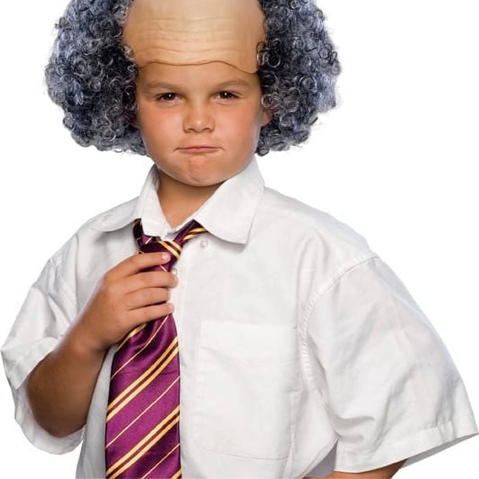 Bald Afro Wig w/ Curly Grey Sides Kids/Children Dress Up Costume Party Accessory