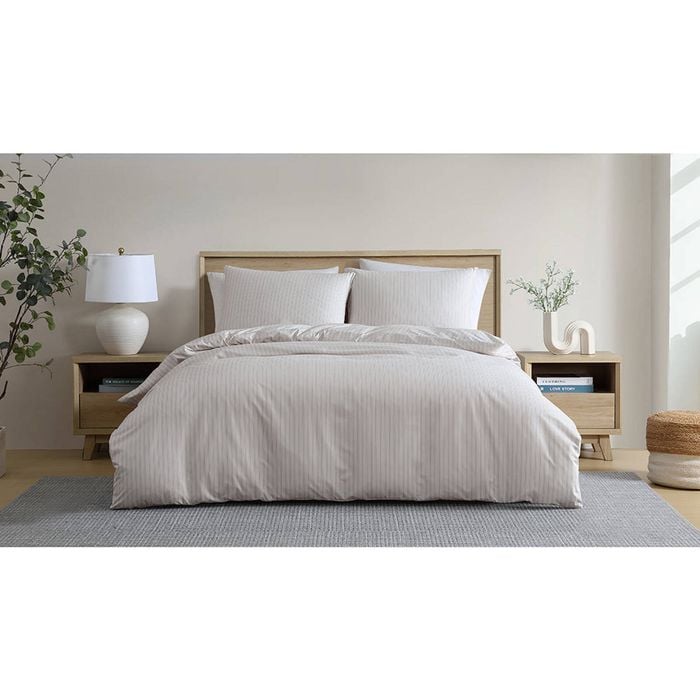 Ardor Finley Stripe Quilt Cover Set - Oatmeal - King