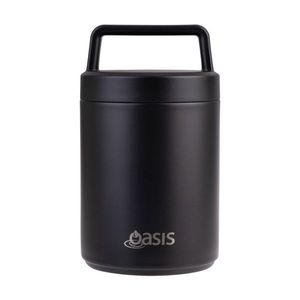 Oasis Stainless Steel D/Wall Insulated Food Flask W/ Handle Black 480ml