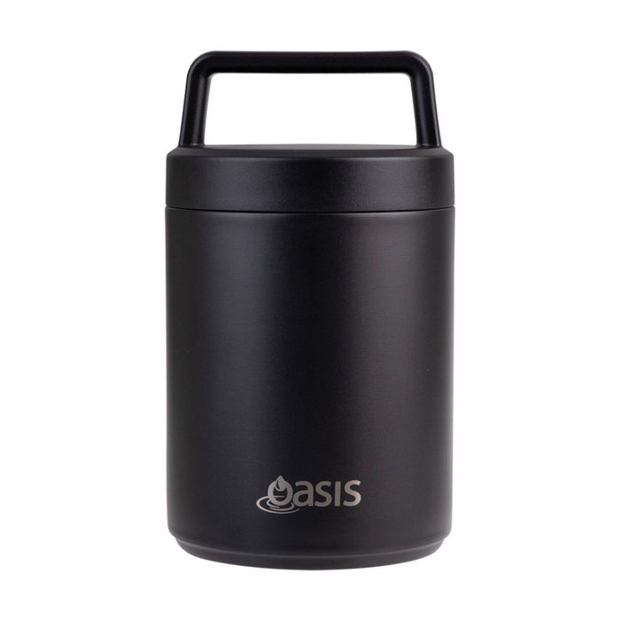 Oasis Stainless Steel D/Wall Insulated Food Flask W/ Handle Black 480ml