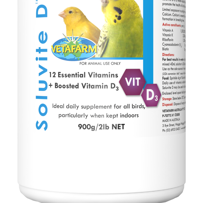 Vetafarm Soluvite D Vitamin Daily Supplement for All Birds 900g