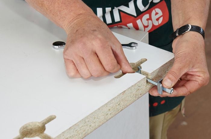 Bench connectors being put in place