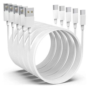 iWill 5 Pack 2m Long Data Transfer Charger Charging USB Type C Phone Tablet Cable Cord Bulk White